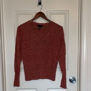 The Limited Brick Red Marled V-Neck Ribbed Hem Sweater